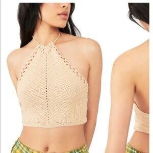 Free People Crochet Knit Halter Top